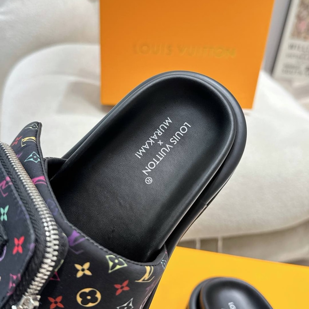 Louis Vuitton X Takashi Murakami Pool Pillow Flat Comfort Nylon Mule Black 1agvrf - Image 3