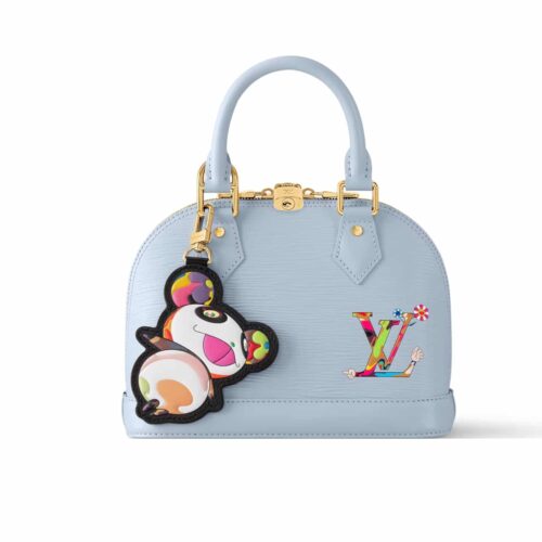 Louis Vuitton X Murakami Alma BB Epi Grained Leather Top Handle Bag Washed Blue 23cm M14197