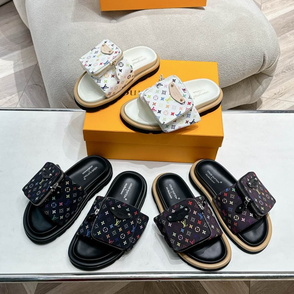 Louis Vuitton X Takashi Murakami Pool Pillow Flat Comfort Nylon Mule Black 1agvrf - Image 6