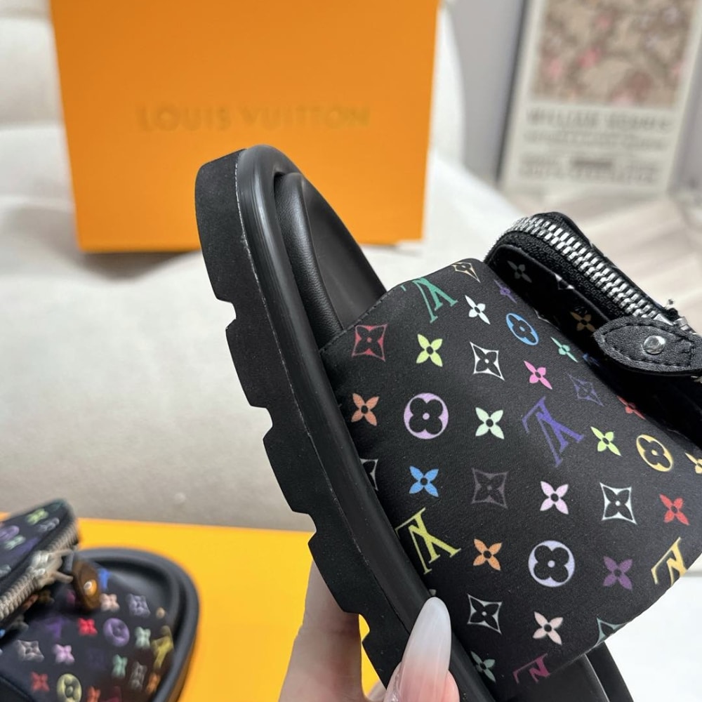 Louis Vuitton X Takashi Murakami Pool Pillow Flat Comfort Nylon Mule Black 1agvrf - Image 5