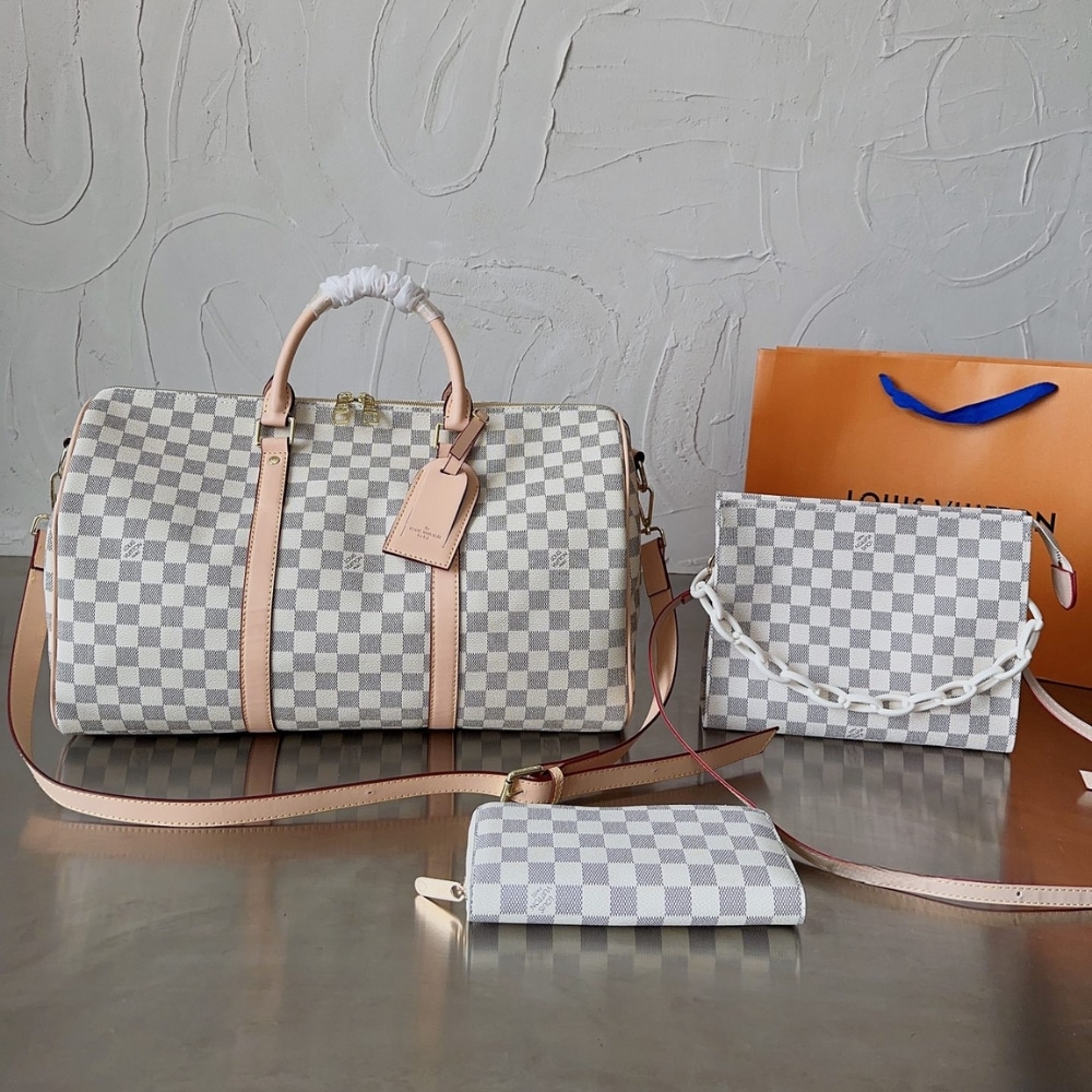 Louis Vuitton Keepall Bandoulière Damier Canvas Travel Bag Beige 45Cm N41429 - Image 4