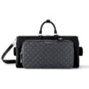 Louis Vuitton Keepall Bandoulière 50 Leather Shoulder Bag Black And Grey 50cm