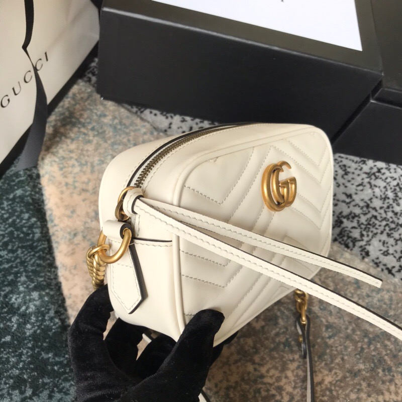 Gucci GG Marmont Small Matelasse Leather Shoulder Bag White 24cm 447632 DTD1T 9022 - Image 3