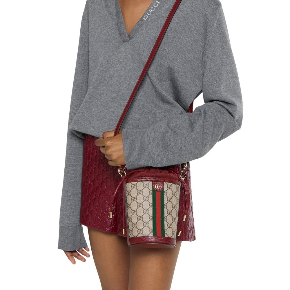 Gucci Ophidia Mini Bucket Bag Beige And Dark Red 20Cm 838462 FAE0O 9869 - Image 9