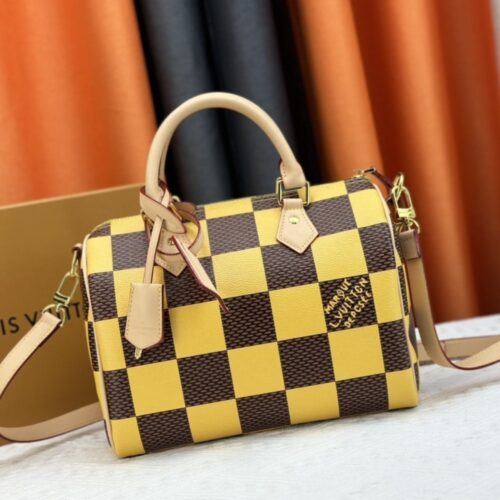 Alternative view of Louis Vuitton Speedy Bandoulière 25 Damier Pop Handle Bag Yellow 25Cm N40584