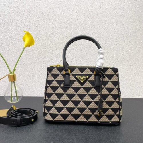 Alternative view of [Super Vip 1:1] Prada Galleria Medium Symbole Embroidered Fabric Bag Black And Beige 28Cm 1Ba863 2Fkl F0Y30 V Ooo