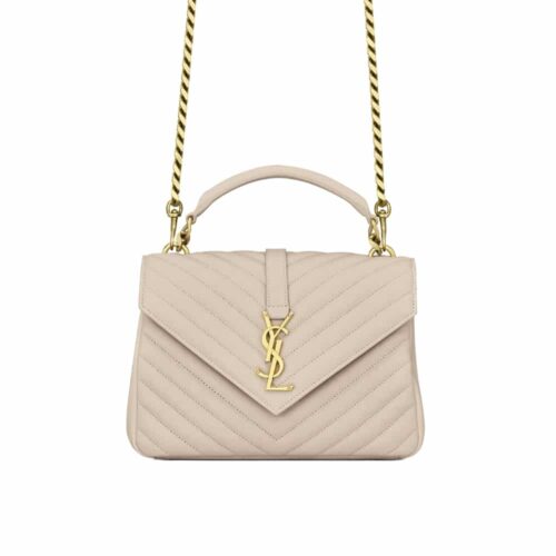 Saint Laurent College Medium Quilted Leather Shoulder Bag Beige 24Cm 600279Brm072721