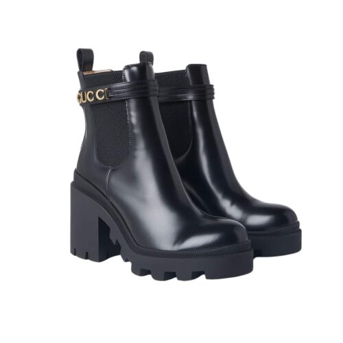 Gucci Ankle Leather Boot Black 730064 Aabk6 1000