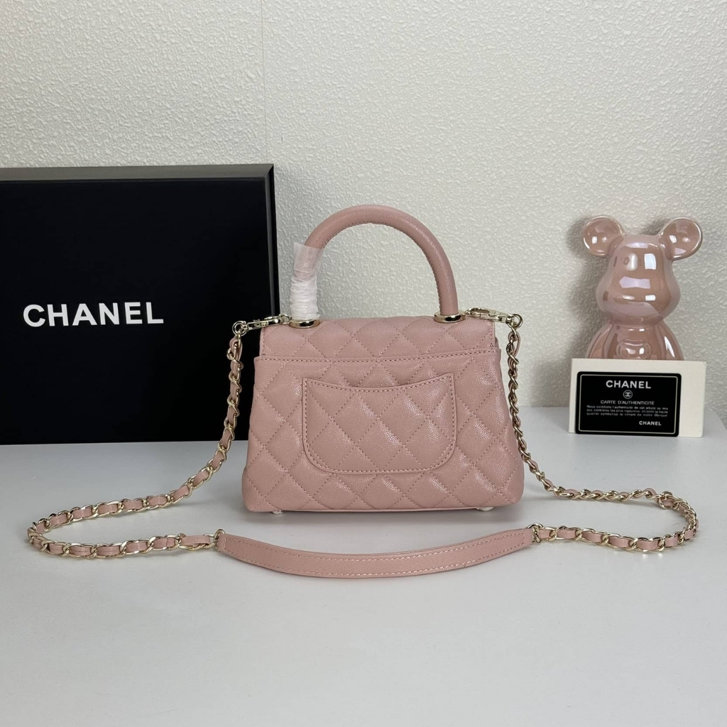 Chanel Coco Handle Mini Grained Leather Flap Bag Pink 19cm - Image 3