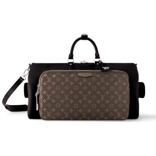 Louis Vuitton Keepall Bandoulière 50 Leather Shoulder Bag Black And Brown 50cm