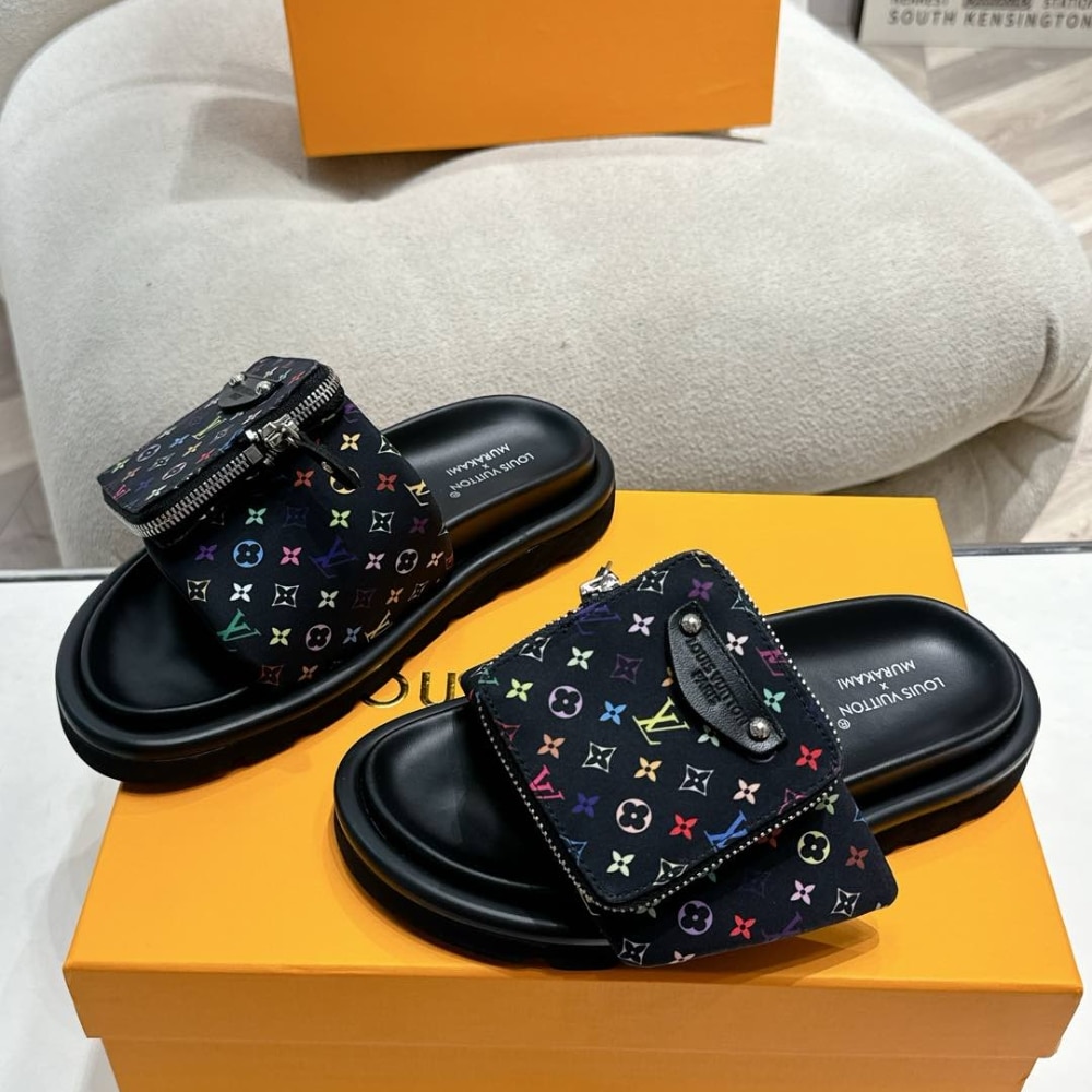 Louis Vuitton X Takashi Murakami Pool Pillow Flat Comfort Nylon Mule Black 1agvrf - Image 2