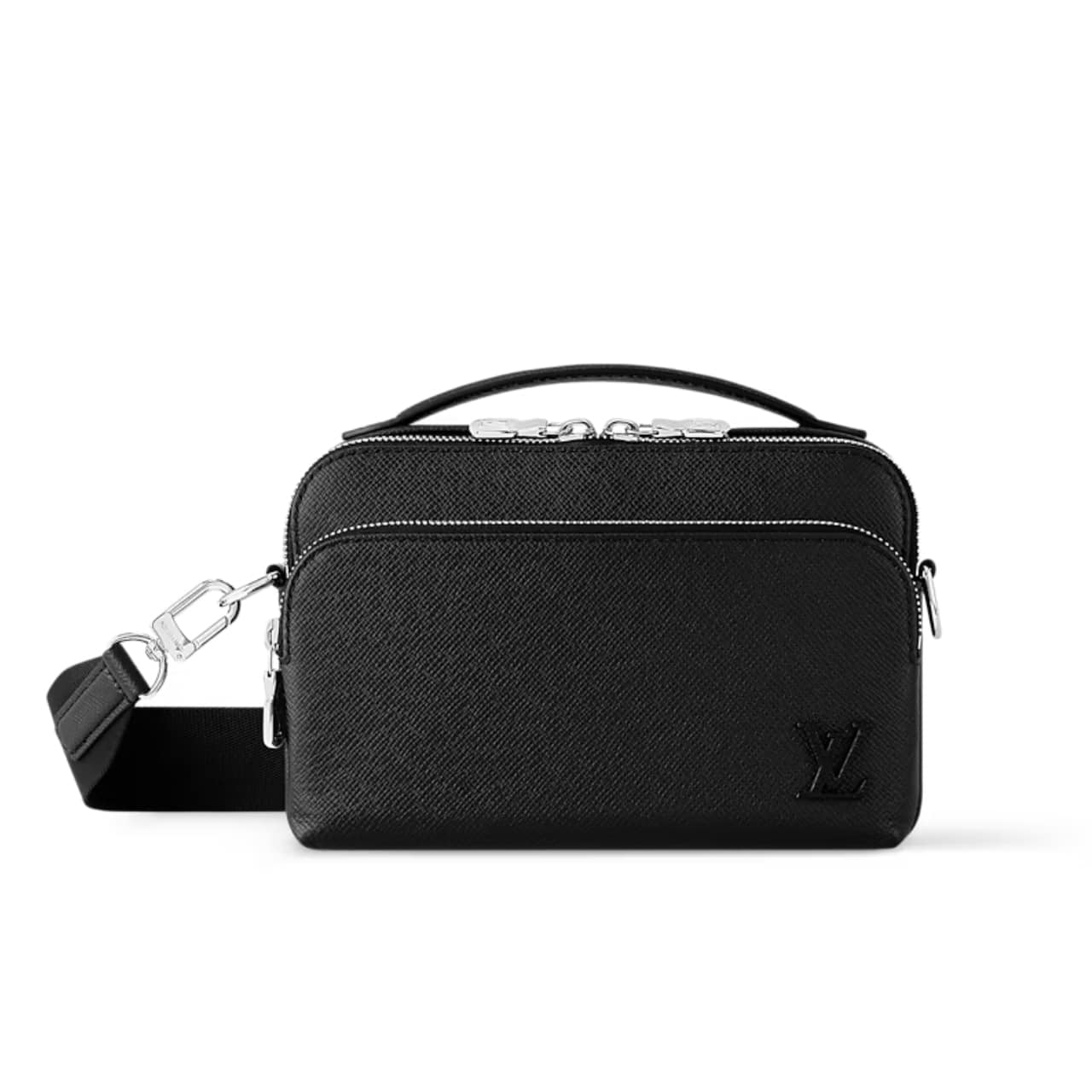 Louis Vuitton Avenue Taiga Leather Messenger Bag Black 23Cm M11657