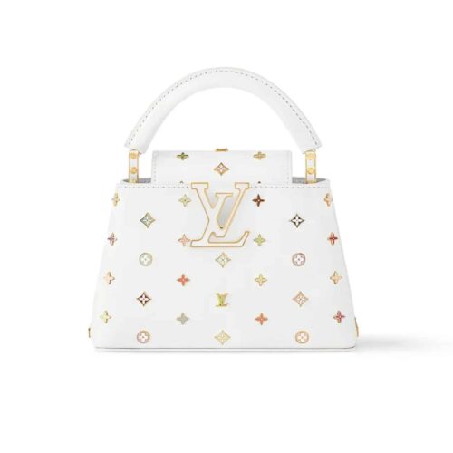 Louis Vuitton X Takashi Murakami Capucines BB Leather Top Handle Bag White 27cm