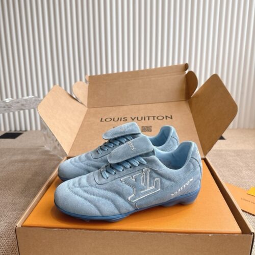 Alternative view of Louis Vuitton LV Footprint Soccer Suede Sneaker Blue 1ahtyw