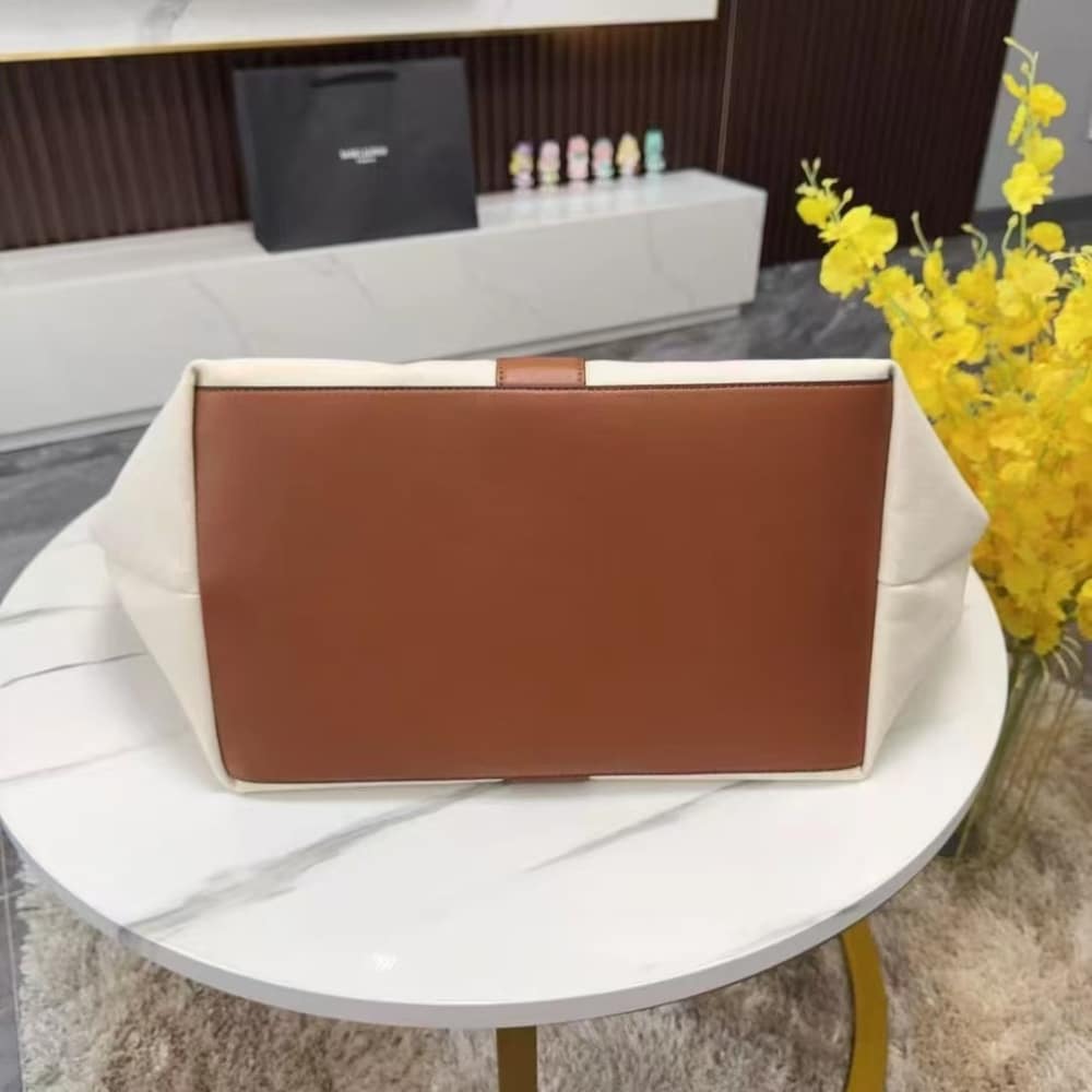 Saint Laurent Y Tote In Canvas And Leather Bag Beige 37cm 817602fac7t9856 - Image 7