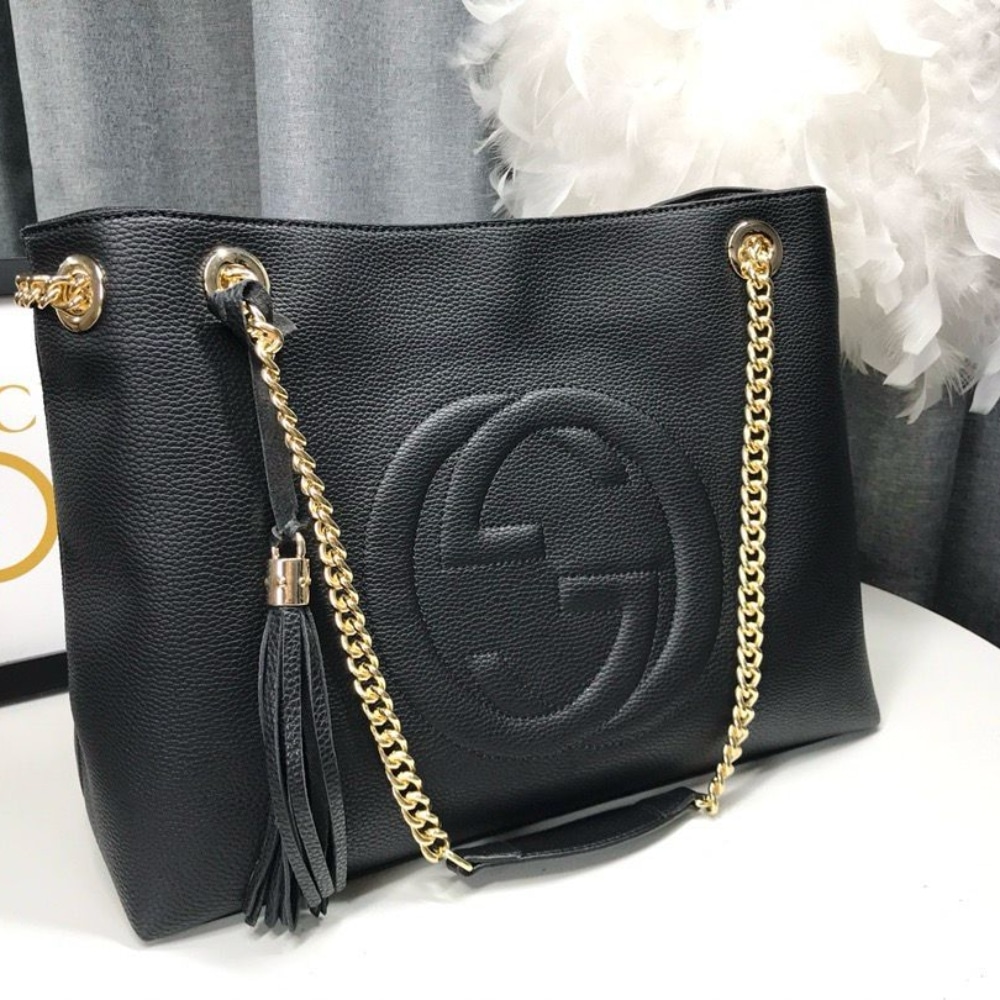 Gucci Soho Leather Shoulder Bag Black 38Cm - Image 4
