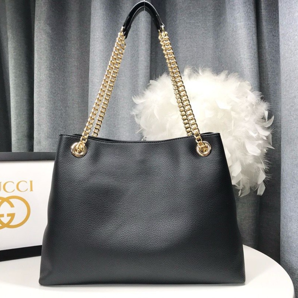 Gucci Soho Leather Shoulder Bag Black 38Cm - Image 5