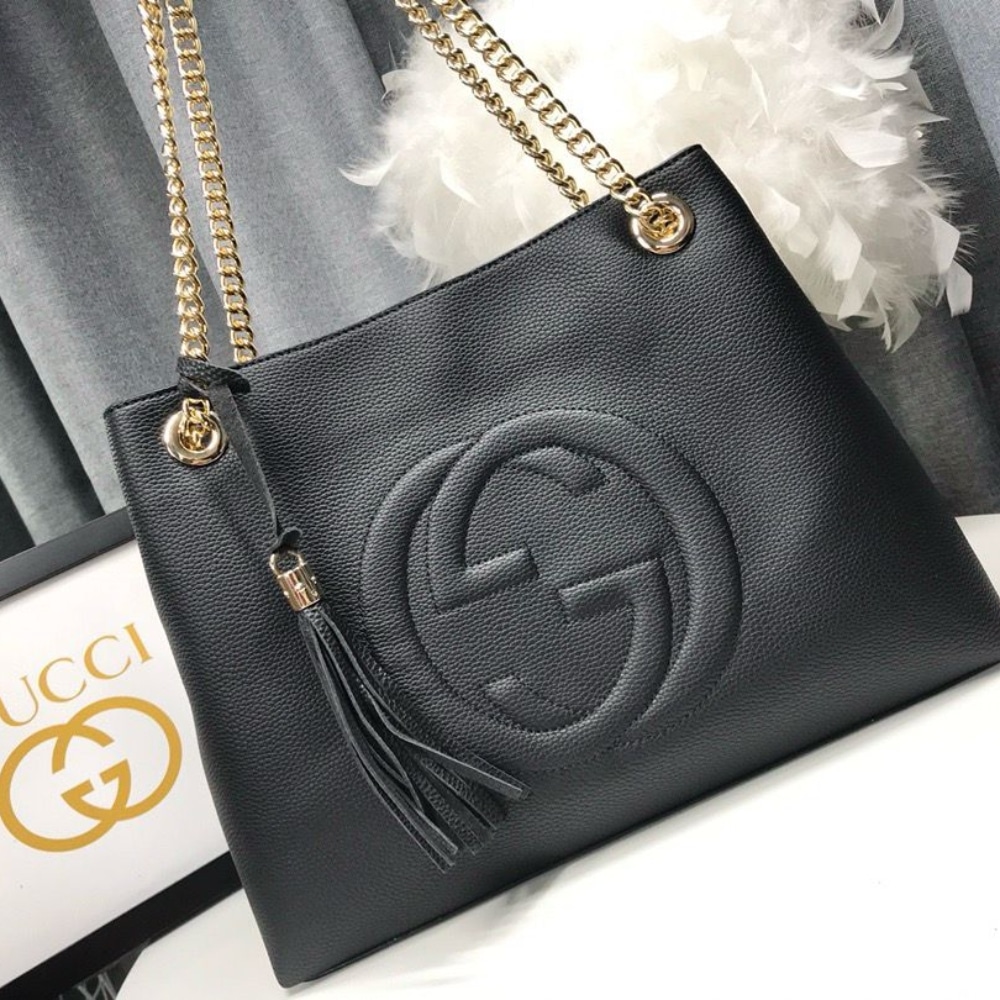 Gucci Soho Leather Shoulder Bag Black 38Cm - Image 2