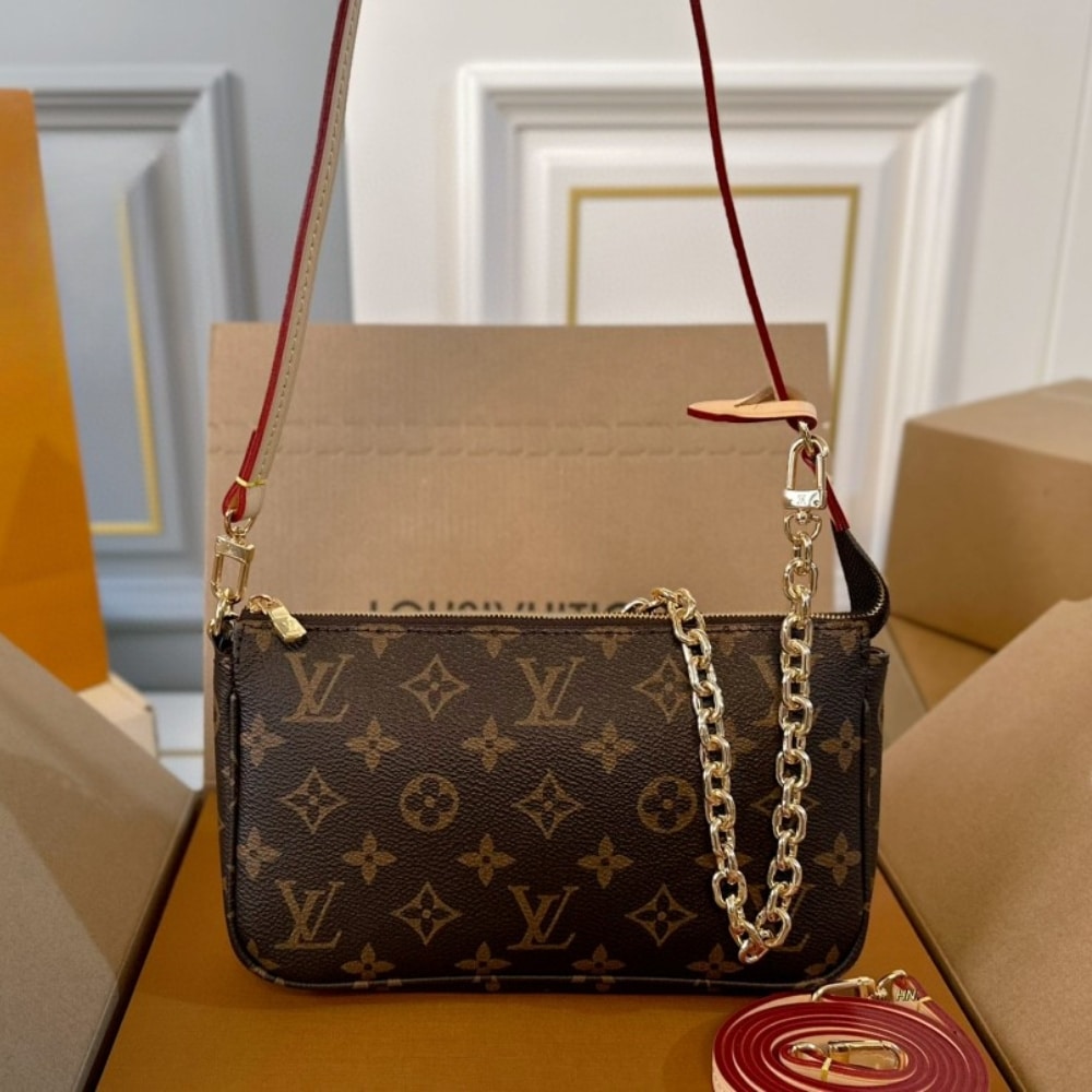 Louis Vuitton Pochette Accessoires Monogram Canvas Shoulder Bag Brown 23Cm M82766 - Image 2