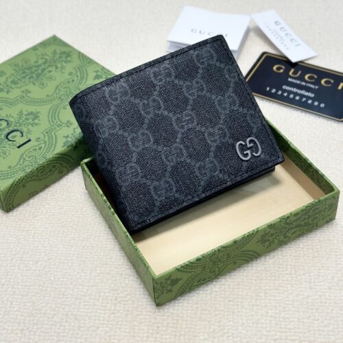 Alternative view of Gucci Interior GG Supreme Bi Fold Wallet Black And Grey 11cm