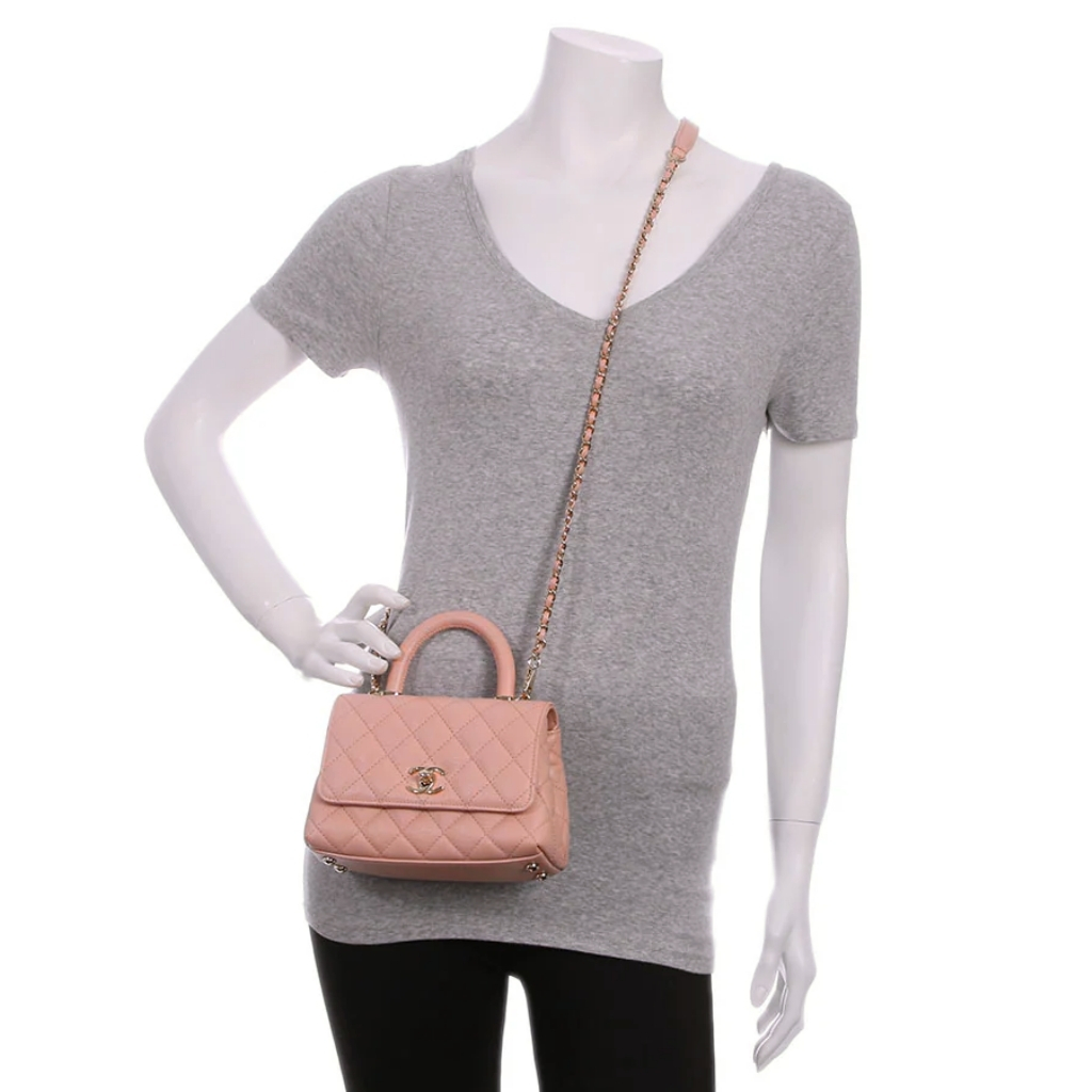 Chanel Coco Handle Mini Grained Leather Flap Bag Pink 19cm - Image 10
