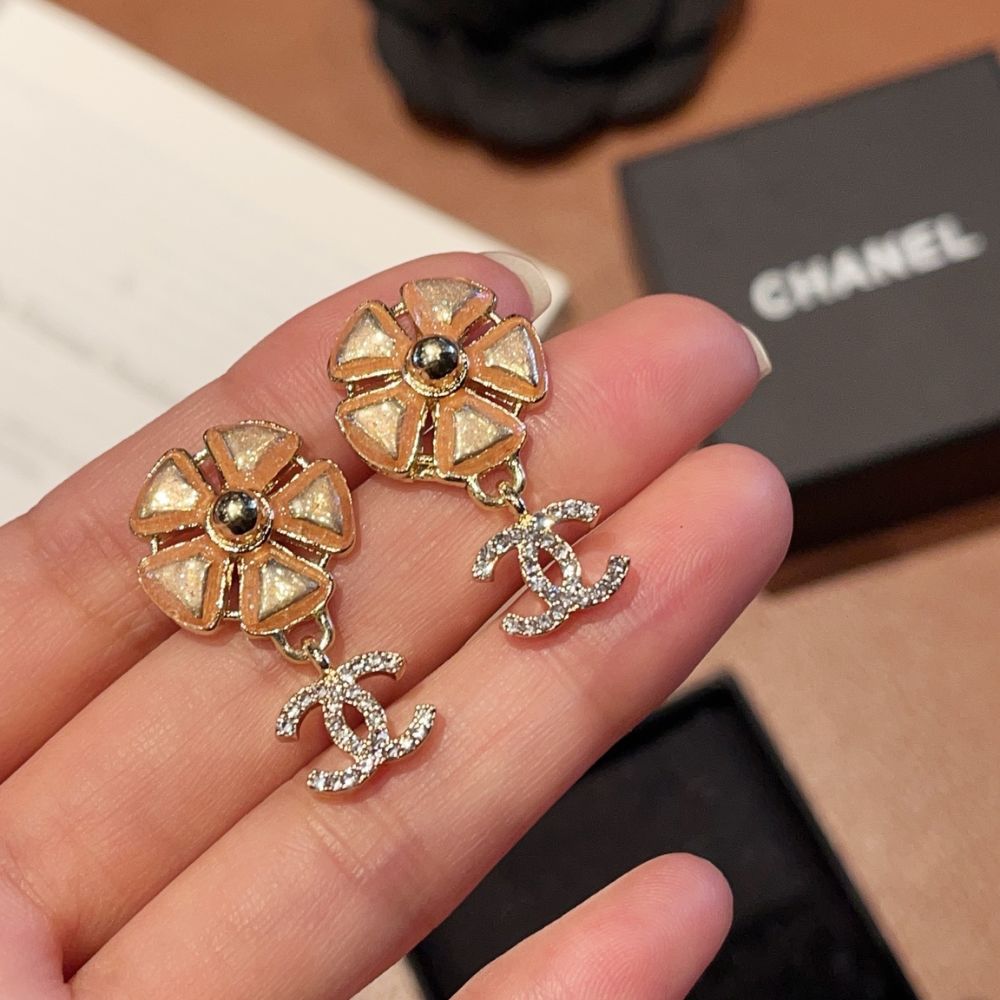 Chanel CC Logo Pink Flower Earrings Gold ABG900 B22986 U6099 - Image 12