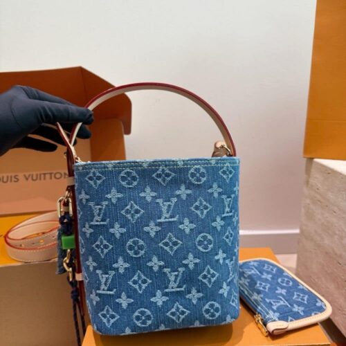 Alternative view of Louis Vuitton All In BB Monogram Denim Bucket Bag Blue 18cm M28107