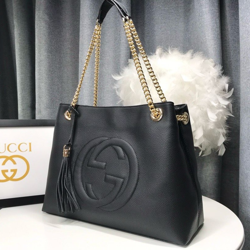 Gucci Soho Leather Shoulder Bag Black 38Cm - Image 3