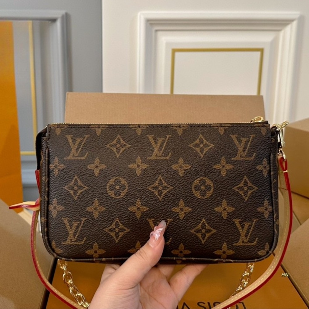 Louis Vuitton Pochette Accessoires Monogram Canvas Shoulder Bag Brown 23Cm M82766 - Image 9