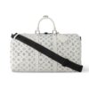Louis Vuitton Keepall Bandoulière 50 Monogram Shadow Shoulder Bag White 50cm M24954