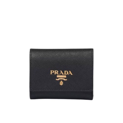 Prada Small Grained Leather Wallet Black 10cm 1mh043 Zlp F061h