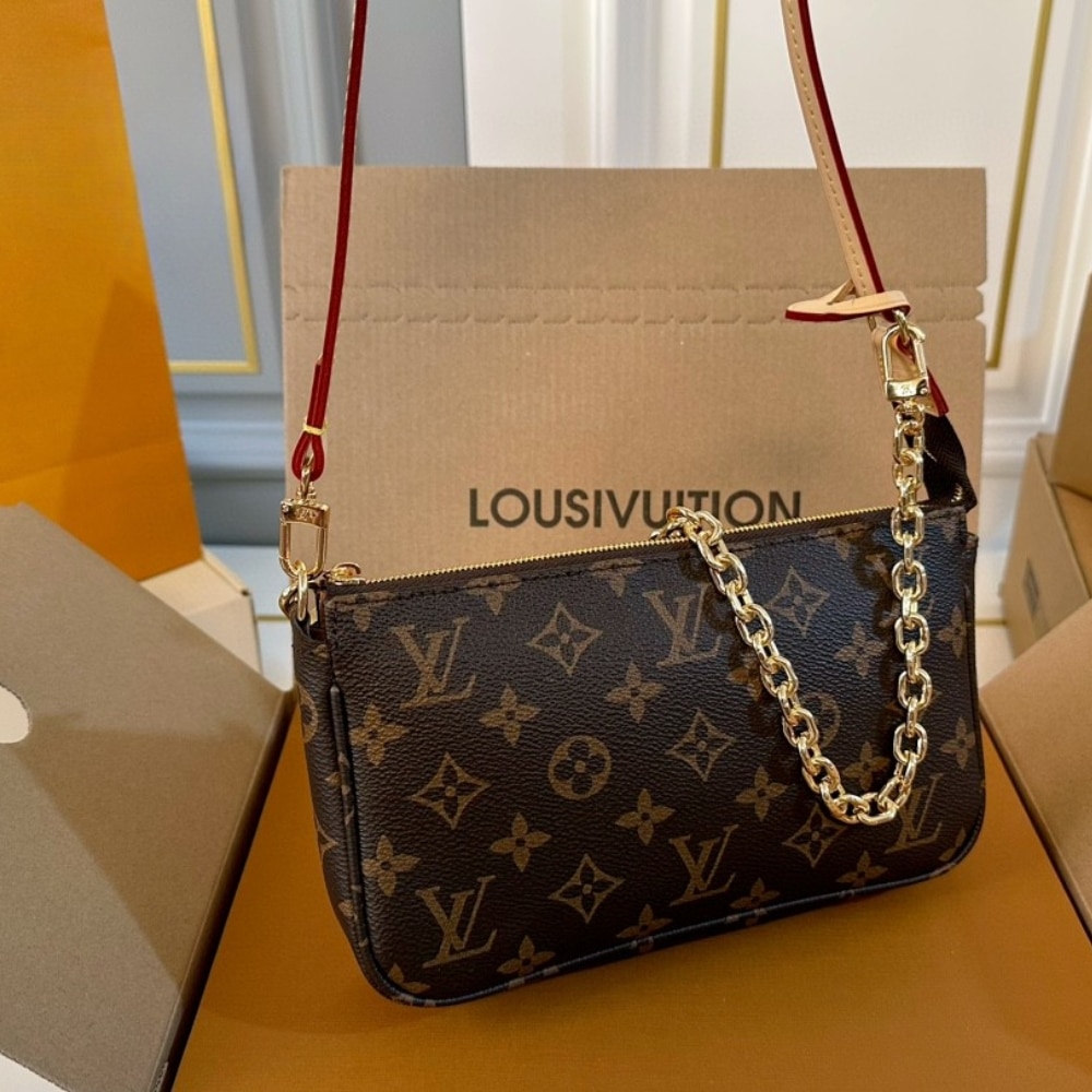 Louis Vuitton Pochette Accessoires Monogram Canvas Shoulder Bag Brown 23Cm M82766 - Image 6