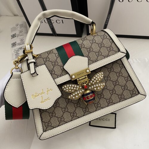 Alternative view of Gucci Queen Margaret Small GG Supreme Canvas Top Handle Bag White 25Cm 476541 9I6St 9753