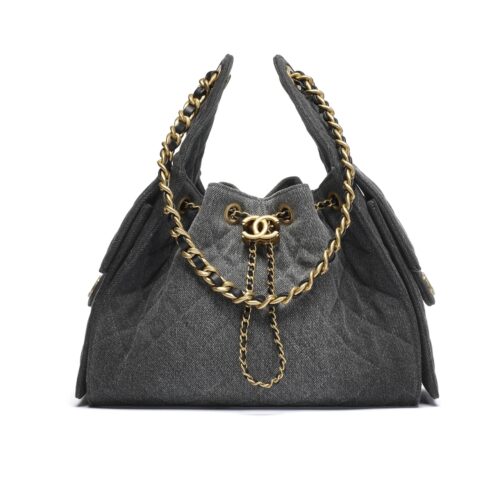 Chanel 25 Small Washed Denim Handbags Black 26cm AS5293 B20520 U0725