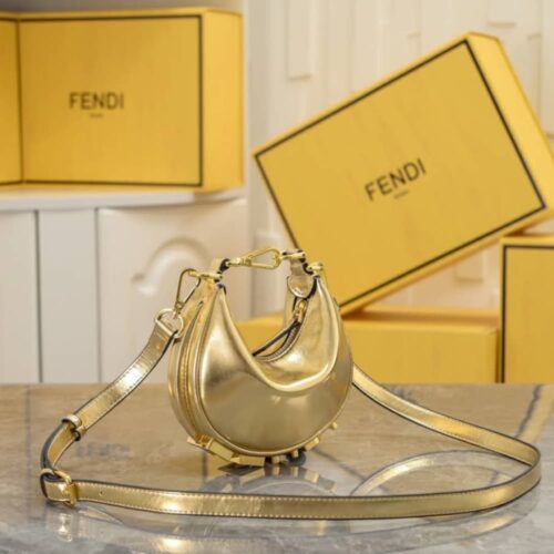 Alternative view of Fendi Fendigraphy Nano Leather Hobo Bag Black 16Cm