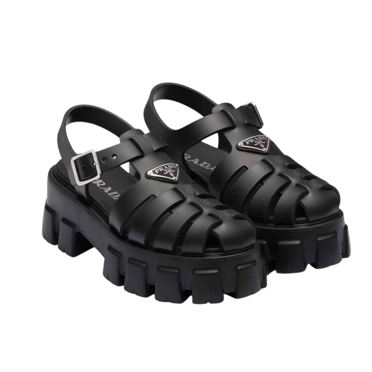 Prada Rubber Monolith Sandals Black 1X853M 3Lkk F0002 F 055