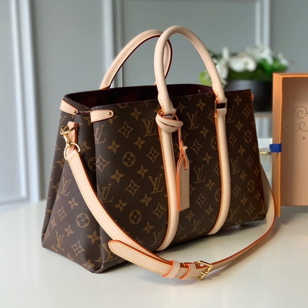 Louis Vuitton Soufflot MM Monogram Canvas Handle Bag Beige 36cm M44816 - Image 2