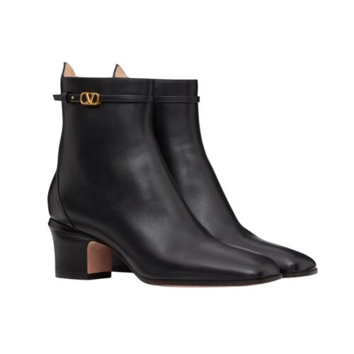 Valentino Garavani Tan Go Ankle Boot In Leather 60mm Black 3W2S0GZ2ATZ 0NO