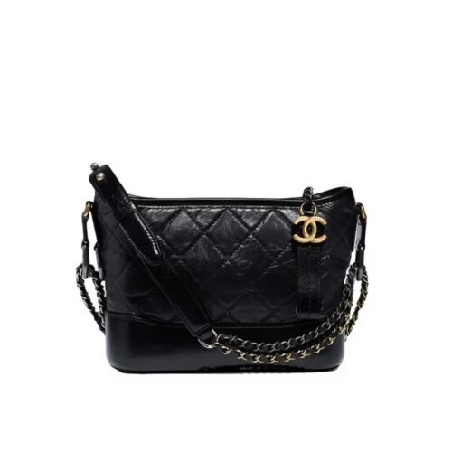 Chanel Gabrielle Small Smooth Leather Hobo Bag Black 20cm A91810 Y61477 94305