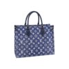Louis Vuitton Onthego MM Tote Bag Denim Navy Blue 35Cm M59608