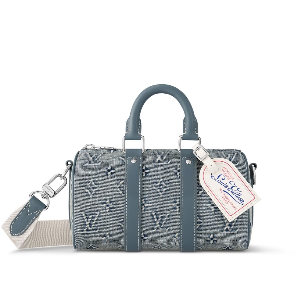 Louis Vuitton Keepall Bandoulière 25 Monogram Canvas Washed Denim Handbag 24Cm M22762