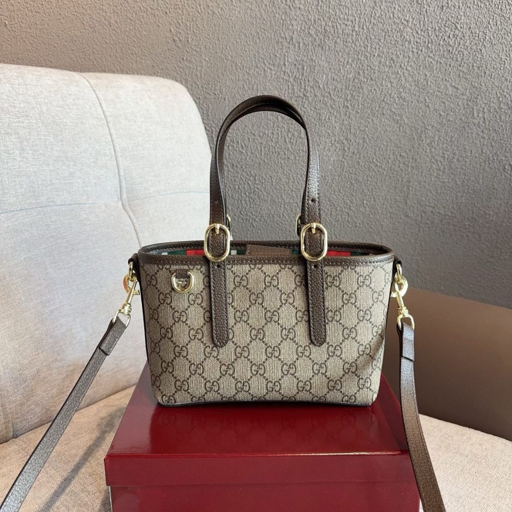 Gucci GG Emblem Mini Bag Beige and Dark Brown GG Fabric 17Cm 855491 FAEUC 9758 - Image 3