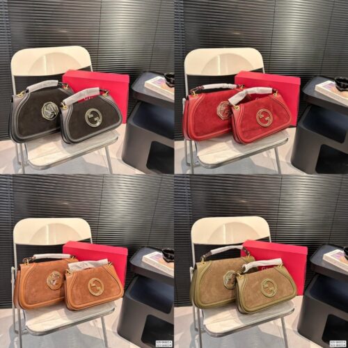 Alternative view of Gucci Blondie Small Suede Shoulder Bag Dark Green 26cm 815715 Caaau 3027