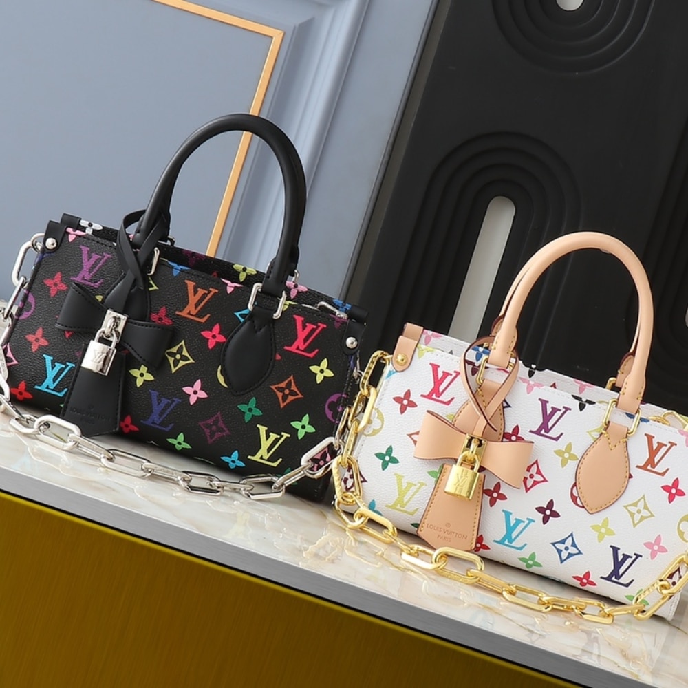 Louis Vuitton X TM Onthego East West Chain Handle Bag Multicolored White 25Cm - Image 3