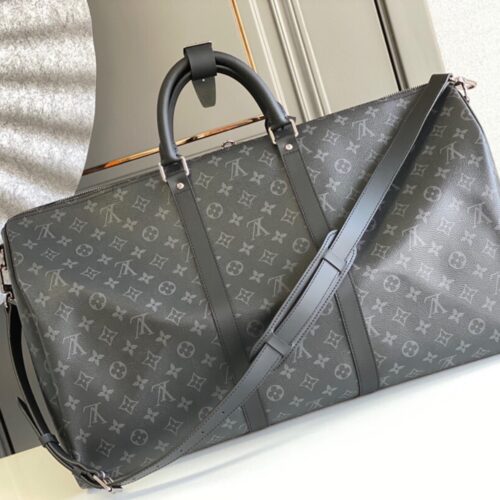 Alternative view of Louis Vuitton Keepall Bandoulière 50 Monogram Eclipse Duffle Bag Black 50cm M14202