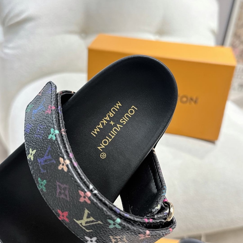 Louis Vuitton X Takashi Murakami Bom Dia Flat Comfort Monogram Canvas Mule Black 1agxub - Image 3
