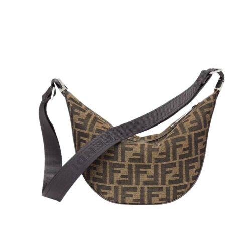 Fendi Melon Small FF Jacquard Fabric Messenger Bag Brown 24Cm 7VA635ASIQF19KW