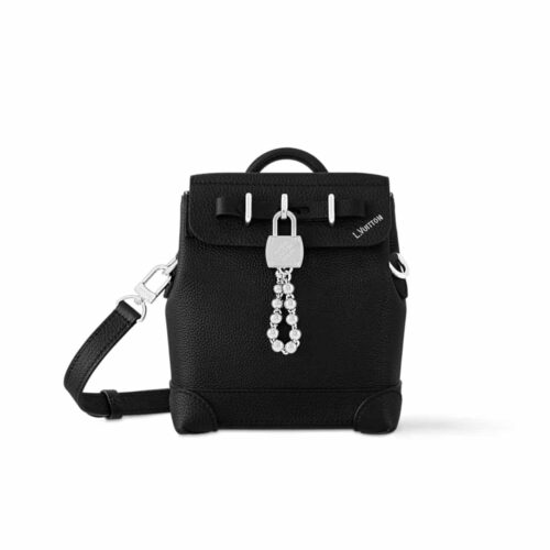 Louis Vuitton Leather Steamer Bag Black 20Cm M11637