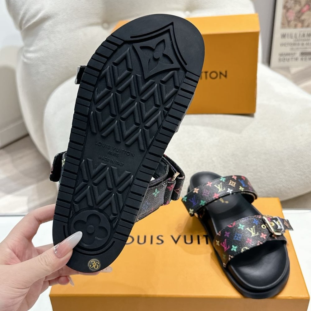 Louis Vuitton X Takashi Murakami Bom Dia Flat Comfort Monogram Canvas Mule Black 1agxub - Image 4