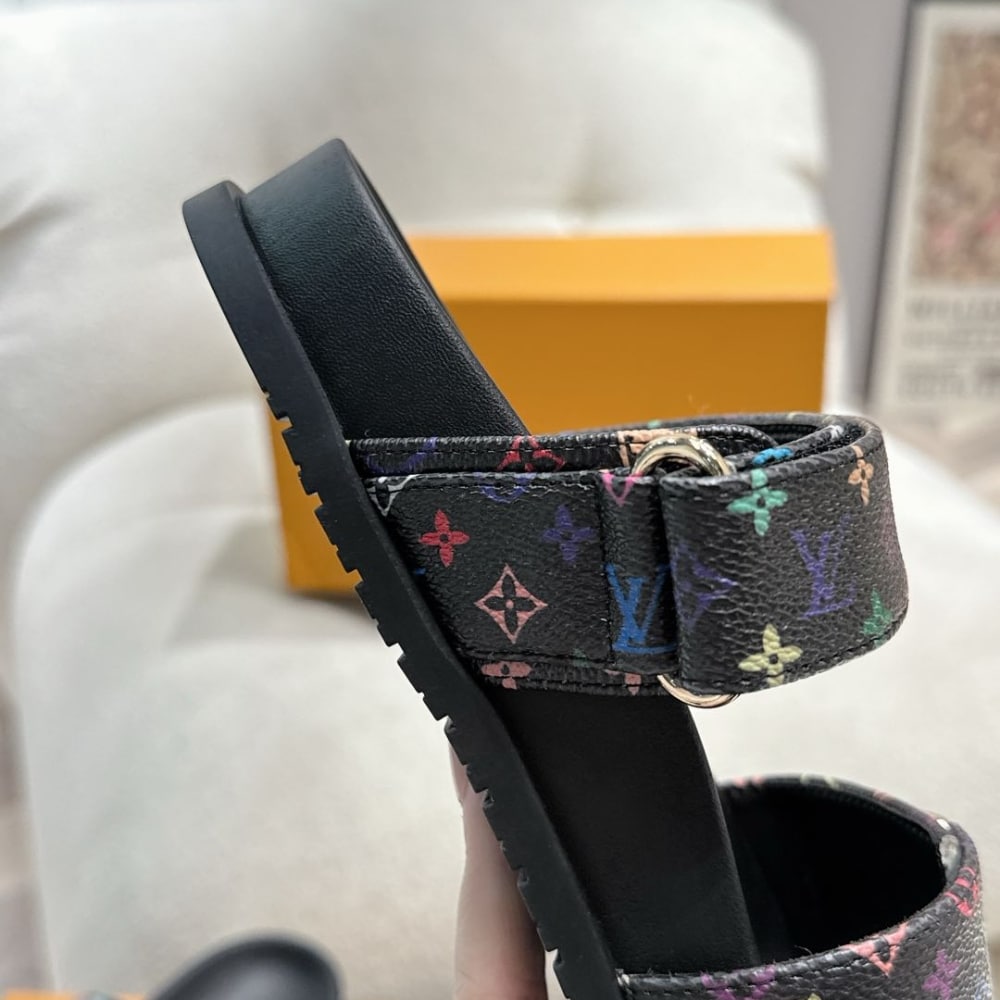 Louis Vuitton X Takashi Murakami Bom Dia Flat Comfort Monogram Canvas Mule Black 1agxub - Image 5